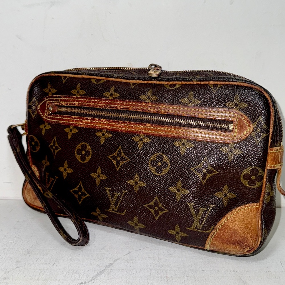Louis Vuitton Brown Monogram Canvas Wristlet Clutch